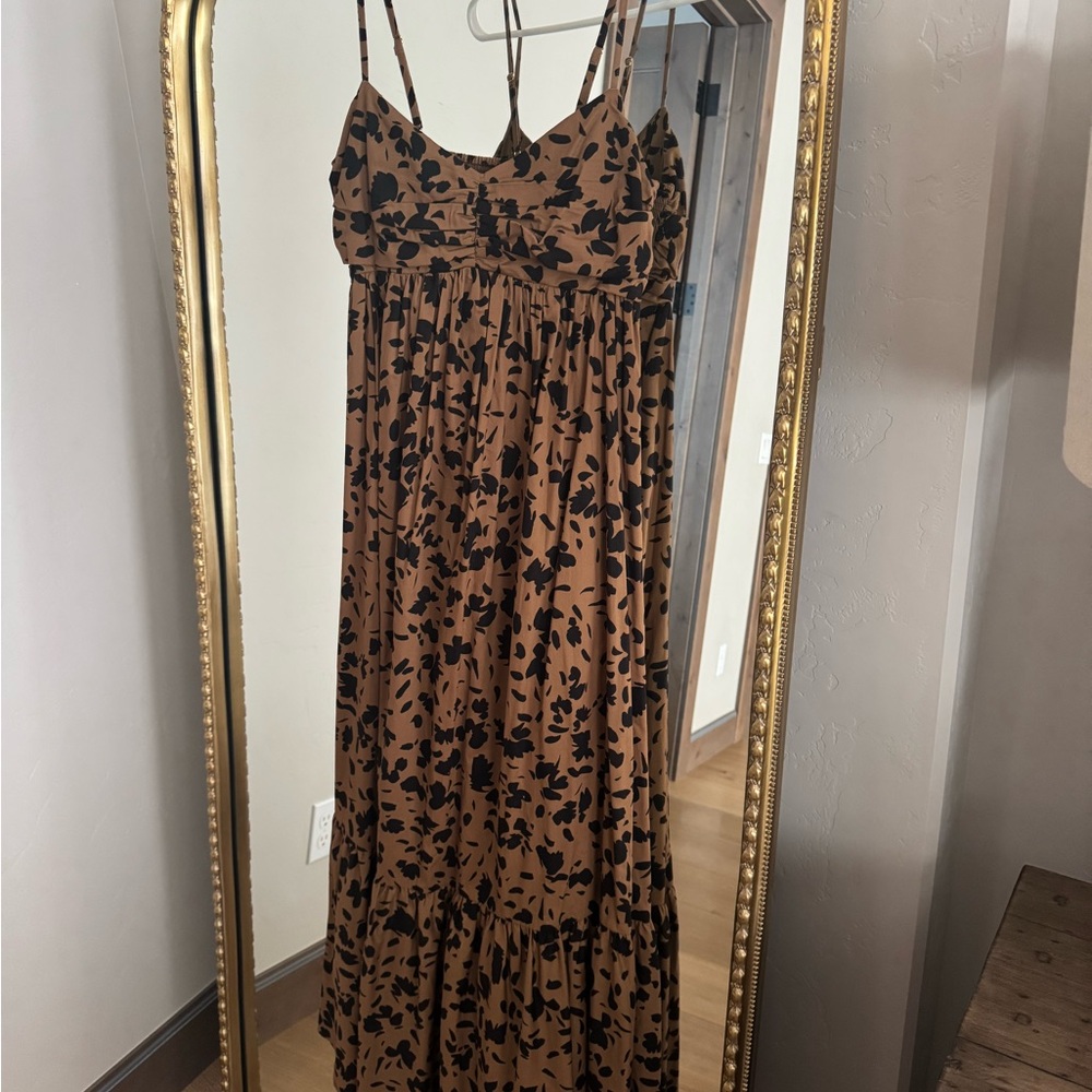 Saltwater LUXE Tan and Black Floral Maxi Dress